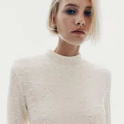 H&M Women Sequined High Neck A - Line Dress-image-36