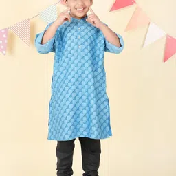 Fabindia Boys Geometric Printed Cold-Shoulder Sleeves Kurta-image-26