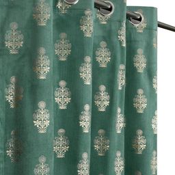 Myntra Elegant Homes Blue Set of 3 Floral Long Door Curtain-picture-48