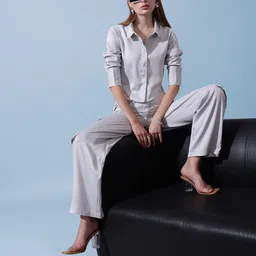 STREET 9 Women Solid Shirt Collar Top-image-11