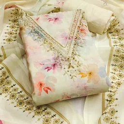 KALINI Printed Linen Unstitched Dress Material-image-36