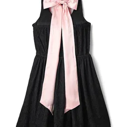 ARIAS By LARA DUTTA Girls Sleeveless Textured Halter Neck Dress With Bow-image-33