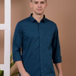 Canary London Men Smart Slim Fit Solid Spread Collar Cotton Casual Shirt-image-25