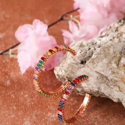 CORSICA Rose Gold Plated Contemporary Half Hoop Earrings-image-33