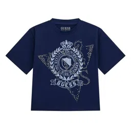 GUESS kids Girls Graphic Printed Round Neck Cotton Boxy T-shirt-picture-3
