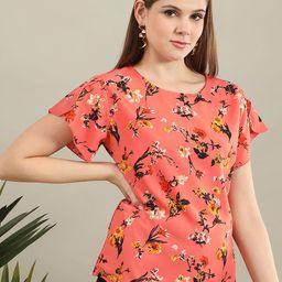 bearbrother Women Self Design Print Flutter Sleeve Crepe Top-picture-5