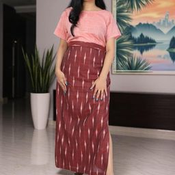 PRETANSHAH Printed Pure Cotton Straight Maxi Skirt-image-17