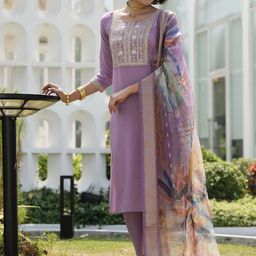 SHREE LAXMINARAYAN EXPORT Women Embroidered Regular Kurta with Trousers & Dupatta-31