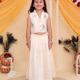 The Mom Store Girls Mayur Dhaga Cotton Printed Ready to Wear Lehenga & Choli-picture-15