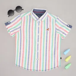 Pantaloons Junior Boys Multi Stripes Opaque Party Shirt-image-17