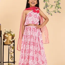 Cutiekins Girls Printed Ready to Wear Lehenga & Blouse With Dupatta-image-91