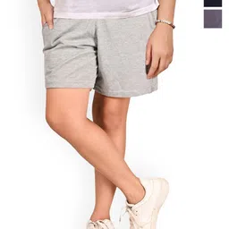 BAESD Girls Pack Of 3 Cotton Solid Regular Bermuda Shorts-image-43