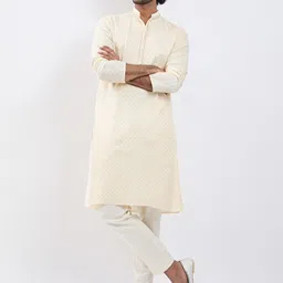 VASTRAMAY Men Regular Thread Work Kurta with Trousers-17