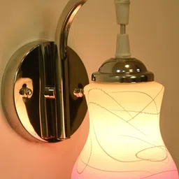 SOMIL Pink & White Printed Glass Cylinder Shaped Wall Lamp-31