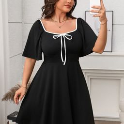 DressBerry Women Tie-Up Neck Flared Sleeve Fit & Flare Dress-image-32