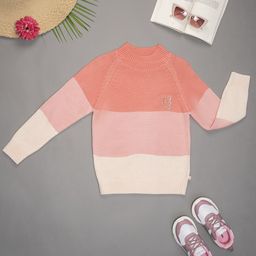 Purple United Kids Girls Colourblocked Pullover-image-31