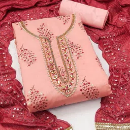 SAINOOR Embellished Semi-Stitched Dress Material-image-48