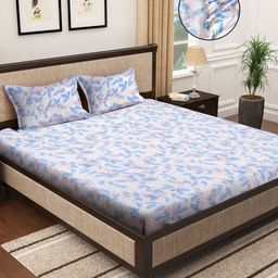 Myntra Elegant Homes Grey And Blue Printed 300 TC King Bedsheet Set 2.50 m x 2.25m-image-7
