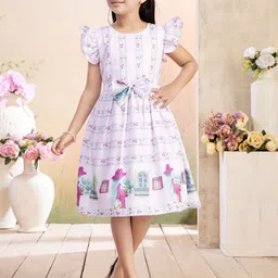 BAESD Girls Floral Printed Flutter Sleeve Fit & Flare Dress-picture-24