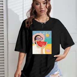 CORSICA Graphic Printed Round Neck Drop-Shoulder Sleeves Oversized T-shirt-image-58