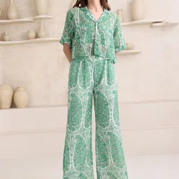 MILOST Printed Shirt With Palazzos Co-Ords-47