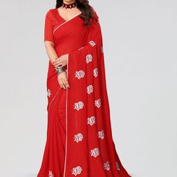 Moda Rapido Women Paisley Embroidered Poly Chiffon Saree-picture-3