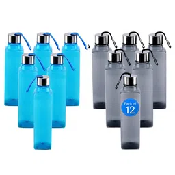 Aura Blue And Black 12 Piece Plastic Solid Water Bottle-1000ML-image-31