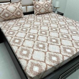 Pure Decor Royal Passion Brown Printed Pure Cotton 400 TC Queen Bedsheet Set 2.54 x 2.26 m-image-34