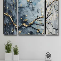 Aura Black & Gold-Toned 3 Piece Wood Floral and Botanical Wall Art-image-90