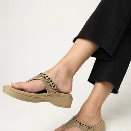 Marc Loire Embellished PU Work Wedge Sandals-image-81