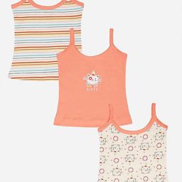 Bodycare Girls Pack Of 3 Vest Dori Neck SleevelessAssorted Camisoles-image-30
