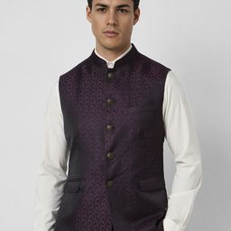 Van Heusen Printed Polyester Nehru Jacket-43