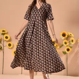 DIMPLE DESIGN STUDIO Printed Fit & Flare Midi Dress-image-69