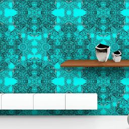 ArtzFolio Printed UV-Resistant Anti-Bacterial Blue Traditional Damask Peel & Stick Wallpaper-image-66