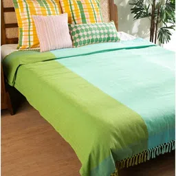 FREEDOM TREE Oram Green Colour-Blocked King Bedcover-21