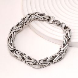 French Accent Men Silver-Plated Link Bracelet-image-57