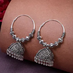 Anouk German Silver Plated Oxidised Dome Shaped Jhumkas-52
