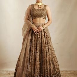 ODETTE Embroidered Thread Work Semi-Stitched Lehenga & Unstitched Blouse With Dupatta-picture-35