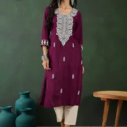 Sangria Embroidered Straight Kurtas-picture-23