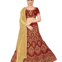 Maroosh Embellished Thread Work Unstitched Lehenga & Blouse With Dupatta-image-55