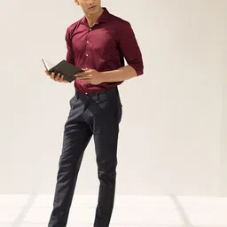 Mculine Men Standard Slim Fit Solid Spread Collar Cotton Formal Shirt-picture-14