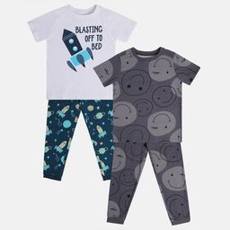 MINI KLUB Boys Pack Of 2 Round Neck Printed Short Sleeves Pure Cotton T-shirt & Joggers-image-50