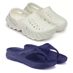 BERSACHE Men Pack Of 2 Self Design Clogs And Thong Flip-Flops-picture-5