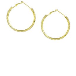 DN ENTERPRISES Gold Plated Crystals & CZ Studded Circular Hoop Earrings-image-63