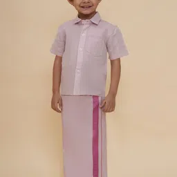 Sethukrishna Boys Short Sleeves Tissue Shirt With Veshti-30