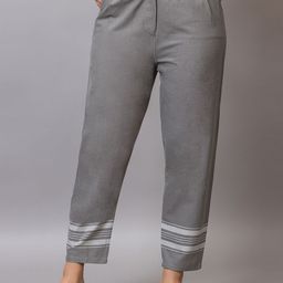 PROBASIC Women Striped Cotton Mid Rise Regular Trousers-image-30