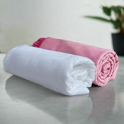 Heelium Pink & White 2 Pieces Bamboo 250 GSM Bath Towels-image-35