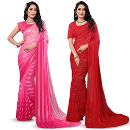 Moda Rapido Pack Of 2 Striped Satin Saree-image-98