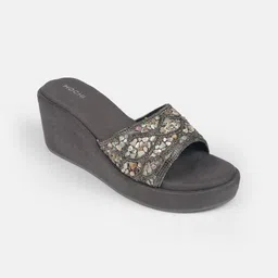 Mochi Women Open Toe Western - Embellished Wedge Wedge Mules-picture-16