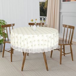 Myntra Elegant Homes Cream-Coloured Floral Plastic Round 4-Seater Table Cover-42